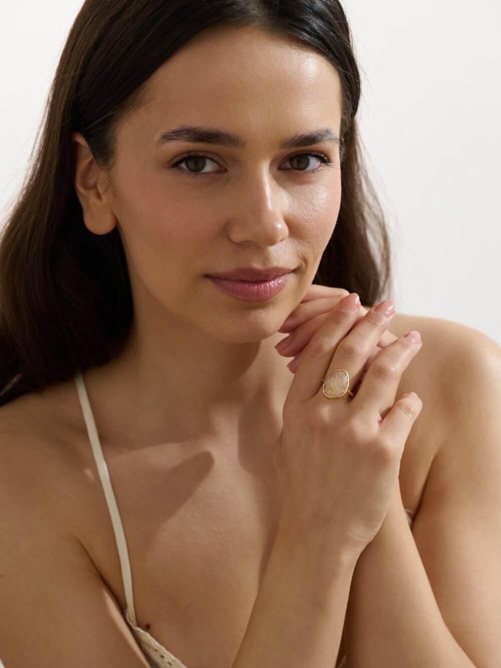 Statement Ring Gold Rutile Quartz Gold Vermeil Beautiful Faceted Rutile Quartz - Picture 4 of 15